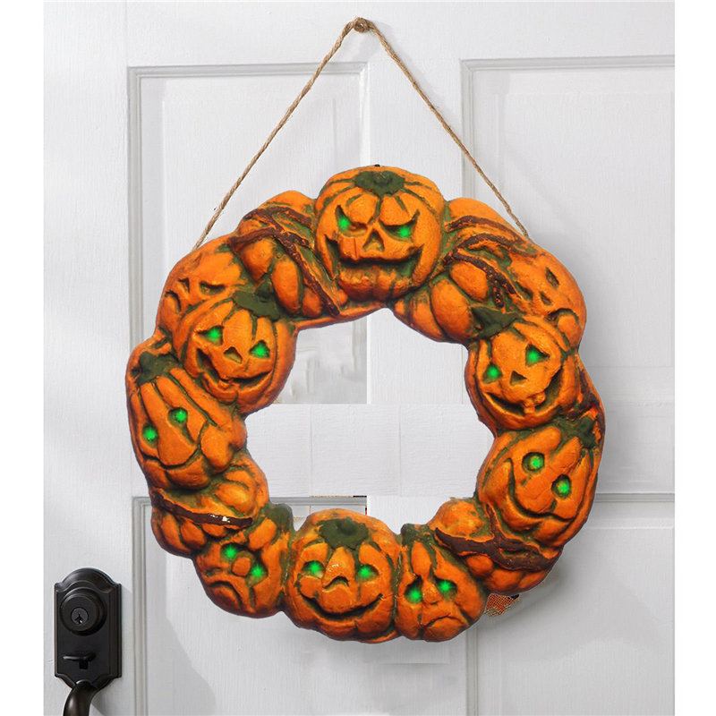 Halloween Strašidelný Věnec Věšák Na Dveře Závěsná Rekvizita Home Decor Led Lucerna Dýně