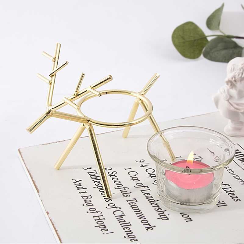 Iron Christmas Elk Tealight Candlestick Party Home Decor Ornament