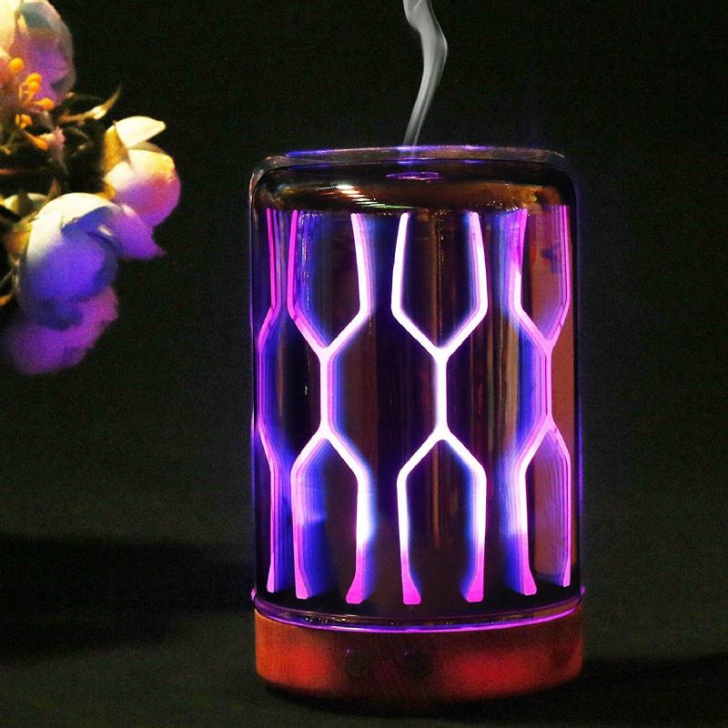 Klasický Styl 3d Zvlhčovač Aromaterapeutická Lampa Skleněný Difuzér Noční Světlo Měnící Barvu