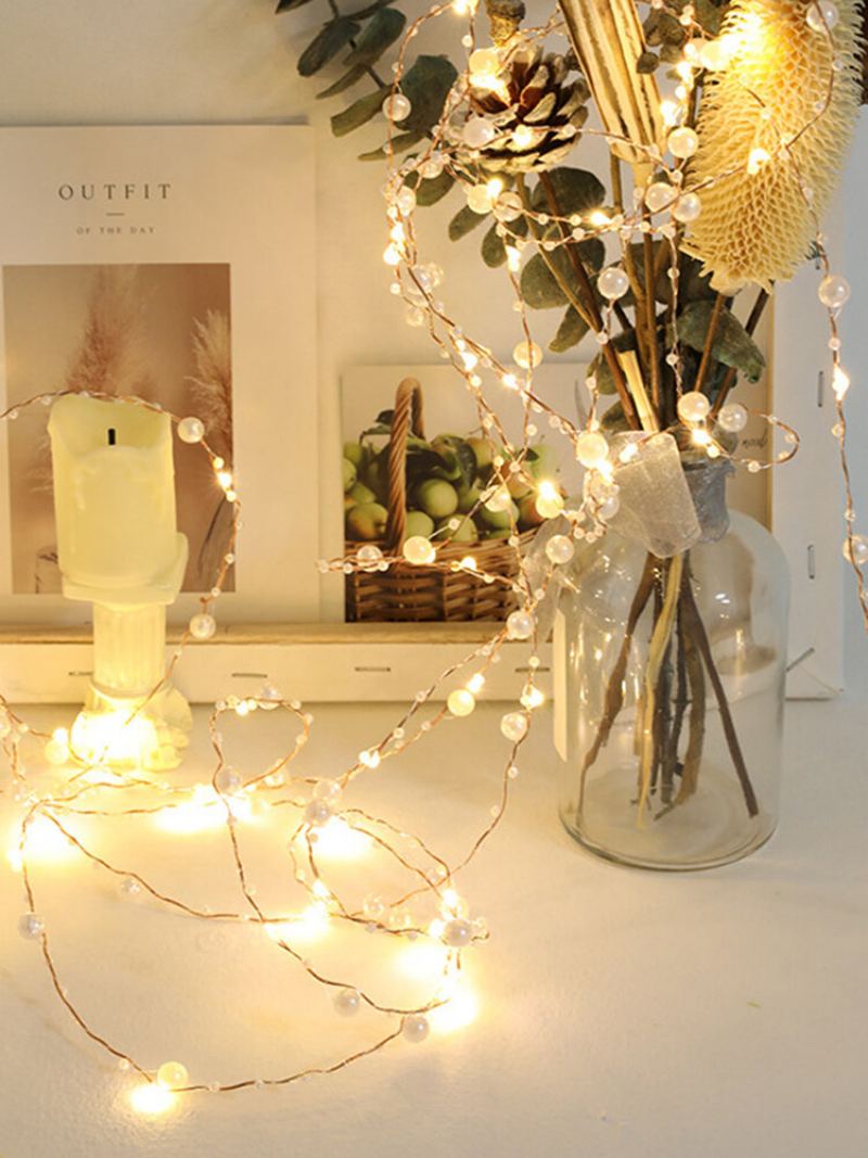 Led Měděné Drátěné Perly Night Light Home Decor Sweet Romantic String Pro Svatební Párty V Ložnici