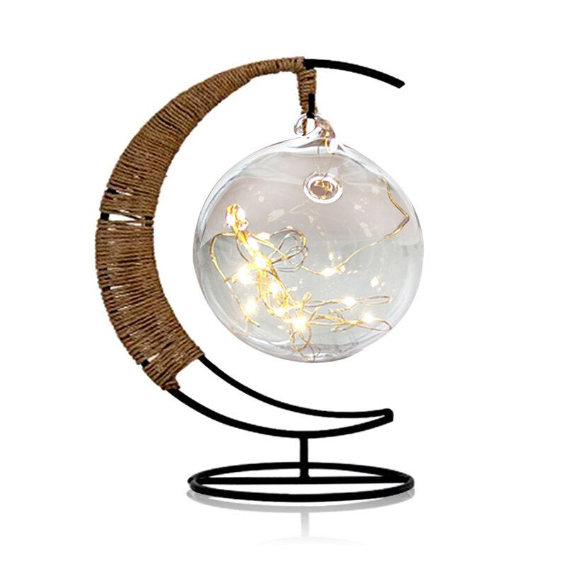 Led Noční Světlo Ručně Vyráběné Ratanové Koule Kované Železné Rámy Creative Home Light Decor