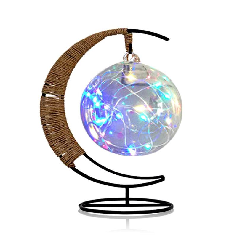 Led Noční Světlo Ručně Vyráběné Ratanové Koule Kované Železné Rámy Creative Home Light Decor