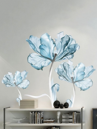 Modrý Květinový Vzor Pvc Samolepicí Domácí Dekorace Pro Obývací Pokoj V Ložnici
