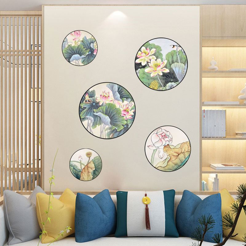 Nálepka Miico 2pcs Lotus Painting Sticker Na Výzdobu Domácí Pracovny Na Zeď Kombinované Nálepky