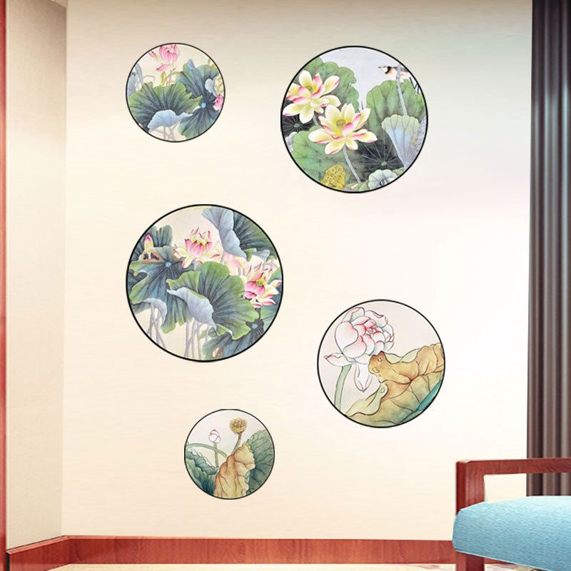 Nálepka Miico 2pcs Lotus Painting Sticker Na Výzdobu Domácí Pracovny Na Zeď Kombinované Nálepky