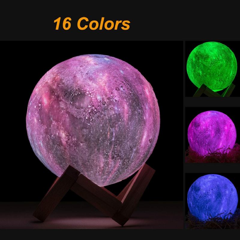 Nový 3d Tisk Moon Lamp Space Led Noční Světlo Dálkové Ovládání Usb Nabíjení Valentýnský Dárek