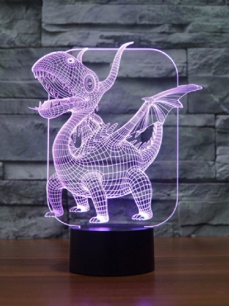 Pterosauria 3d Led Iluze Noční Světlo 7 Změna Barvy Stolní Lampa S Dotykovým Vypínačem