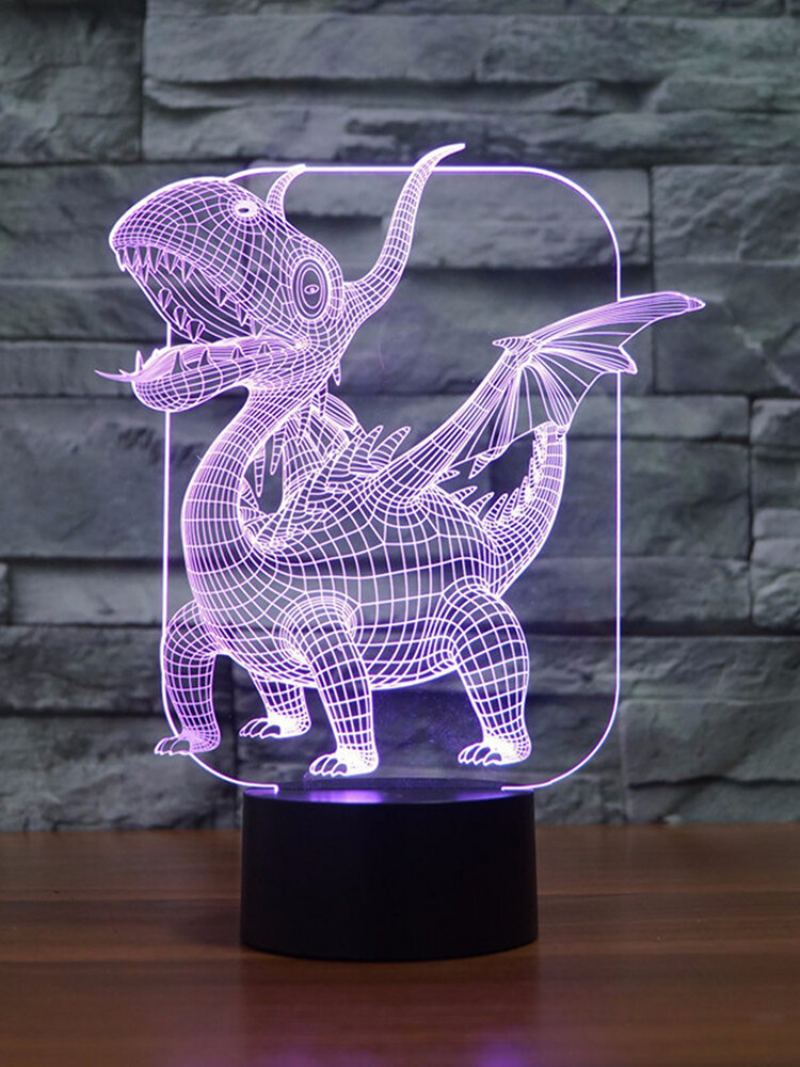 Pterosauria 3d Led Iluze Noční Světlo 7 Změna Barvy Stolní Lampa S Dotykovým Vypínačem