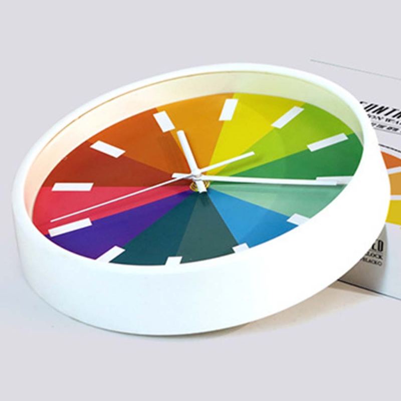 Rainbow Wall Clock - Moderní Design Silence Round