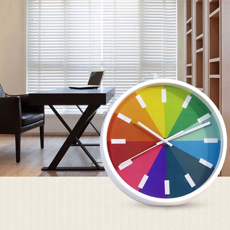 Rainbow Wall Clock - Moderní Design Silence Round