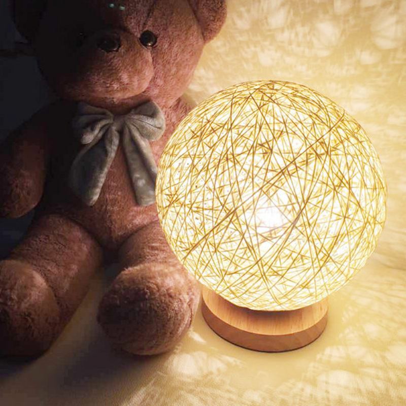 Ratanová Koule Noční Světlo Stolek Lampa Ložnice Home Decor Valentine Gift