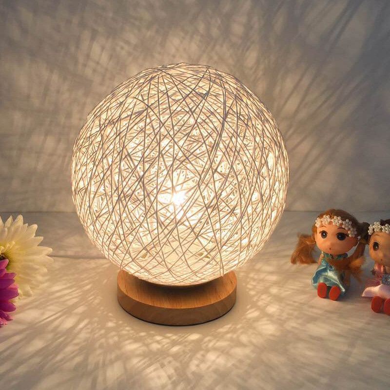 Ratanová Koule Noční Světlo Stolek Lampa Ložnice Home Decor Valentine Gift