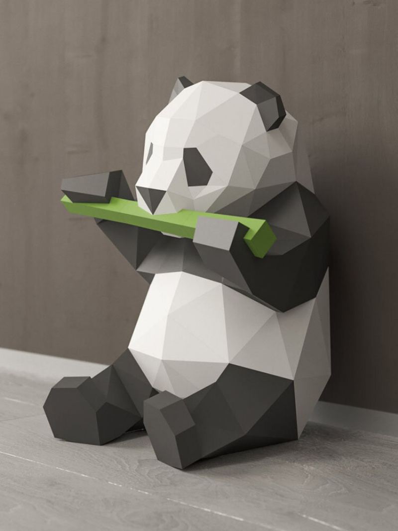 Ručně Vyráběný 3d Papírový Model Z Bambusu K Jídlu Panda Domácí Dekorace Obývací Pokoj Kancelář Kutilské Papírové Řemeslné Modely Puzzle Vzdělávací Dětské Hračky Dárek