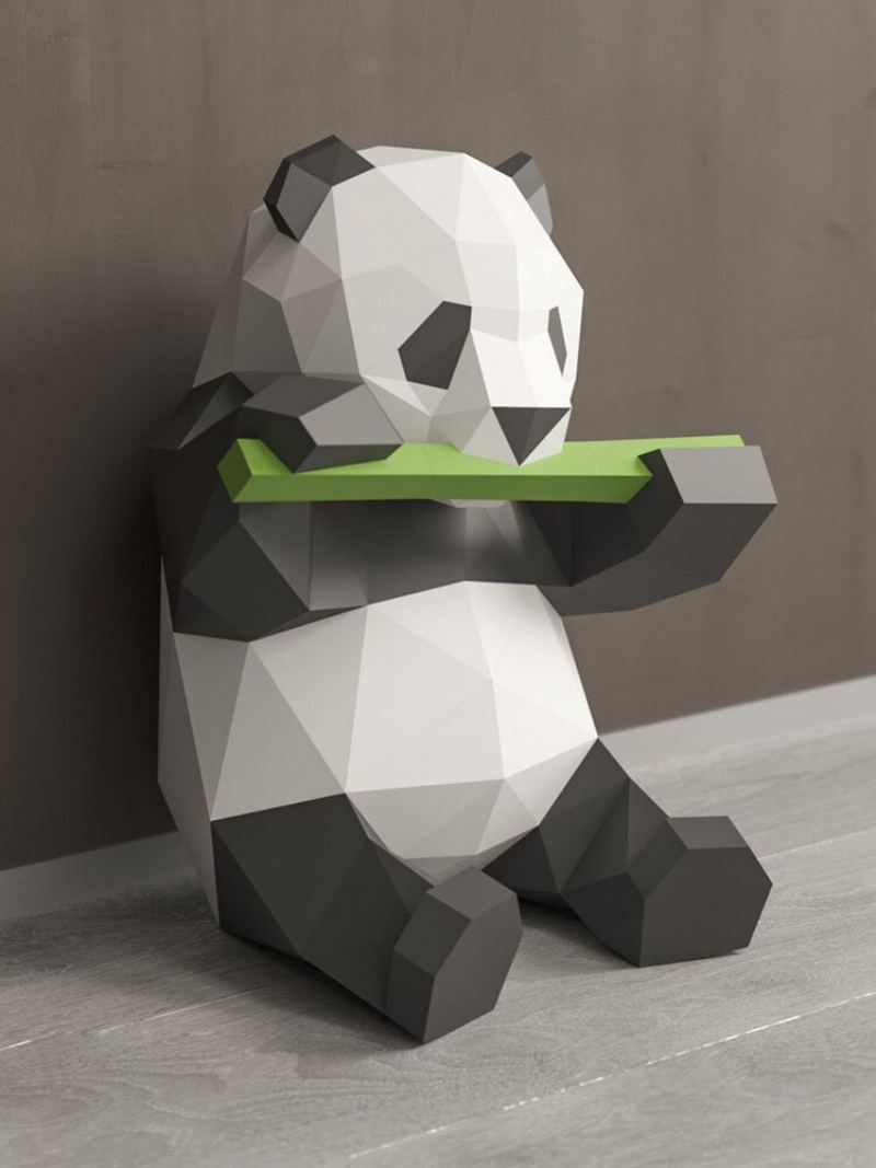 Ručně Vyráběný 3d Papírový Model Z Bambusu K Jídlu Panda Domácí Dekorace Obývací Pokoj Kancelář Kutilské Papírové Řemeslné Modely Puzzle Vzdělávací Dětské Hračky Dárek