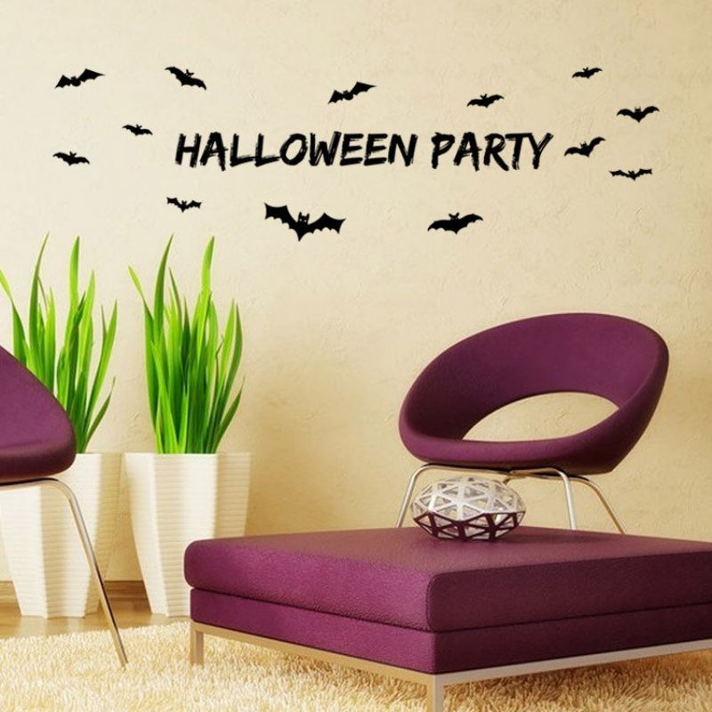 Samolepka Miico Halloween Party Odnímatelná Na Zeď Halloweenské Dekorace Do Pokoje