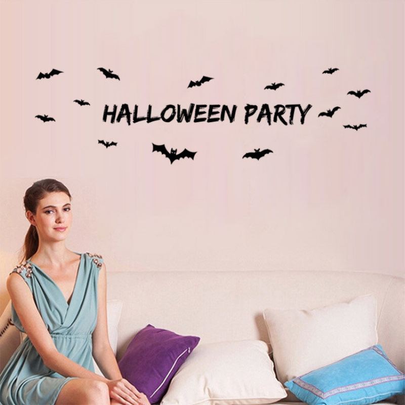 Samolepka Miico Halloween Party Odnímatelná Na Zeď Halloweenské Dekorace Do Pokoje