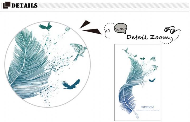 Samolepka Na Zeď Do Ložnice Nálepka Na Zeď Z Peří Dekor Do Dětského Pokoje Obývací Pokoj 124cm × 72cm Na Zeď | Na Stěnu Do Kuchyňské Chodby