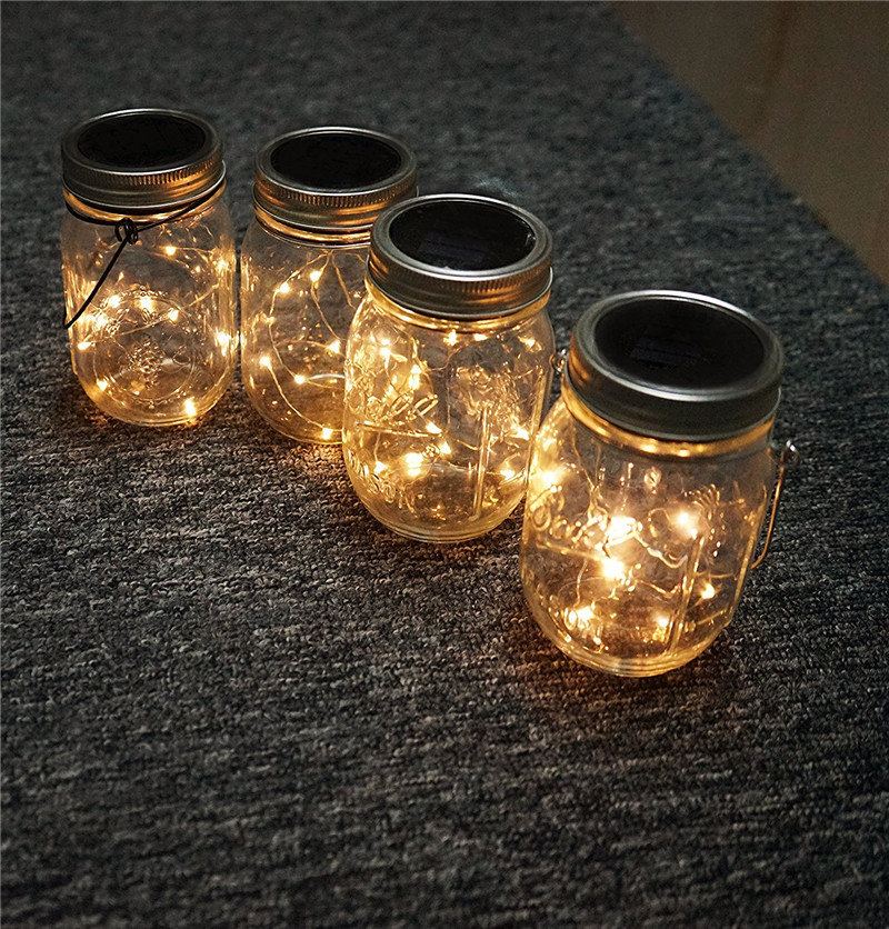 Solární Napájení 2m 20leds Mason Jar Víko Fairy String Drátěná Lampa Pro Zahradní Dekorace