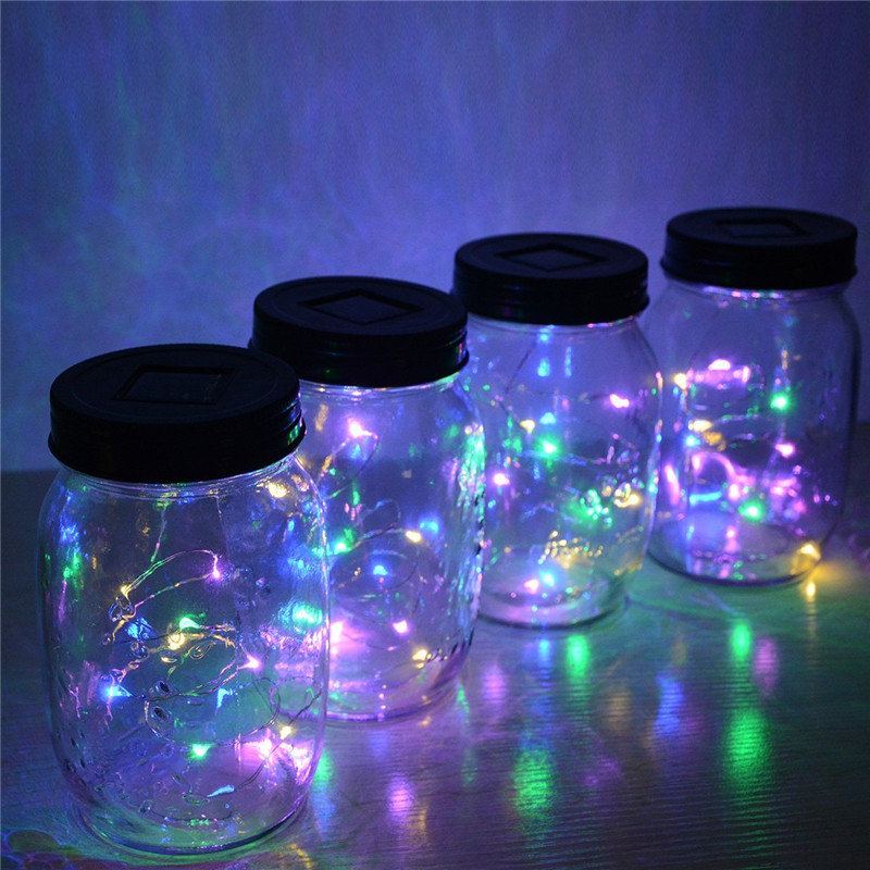 Solární Napájení 2m 20leds Mason Jar Víko Fairy String Drátěná Lampa Pro Zahradní Dekorace