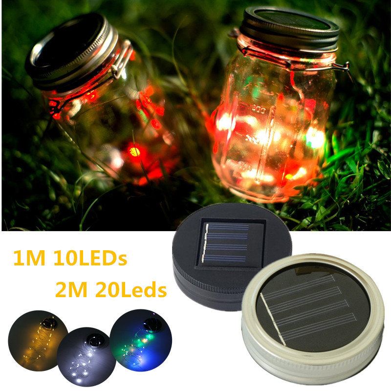 Solární Napájení 2m 20leds Mason Jar Víko Fairy String Drátěná Lampa Pro Zahradní Dekorace