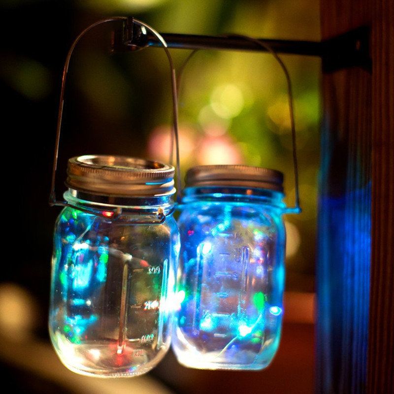 Solární Napájení 2m 20leds Mason Jar Víko Fairy String Drátěná Lampa Pro Zahradní Dekorace