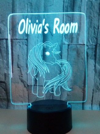 Unicorn 3d Akrylová Lampa Usb 7-barevná Měnící Led Illusion Dotykový Spínač Noční Světlo Stolní Stůl Dárek