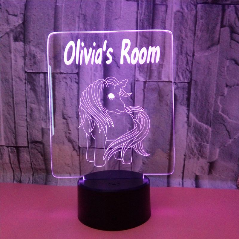 Unicorn 3d Akrylová Lampa Usb 7-barevná Měnící Led Illusion Dotykový Spínač Noční Světlo Stolní Stůl Dárek