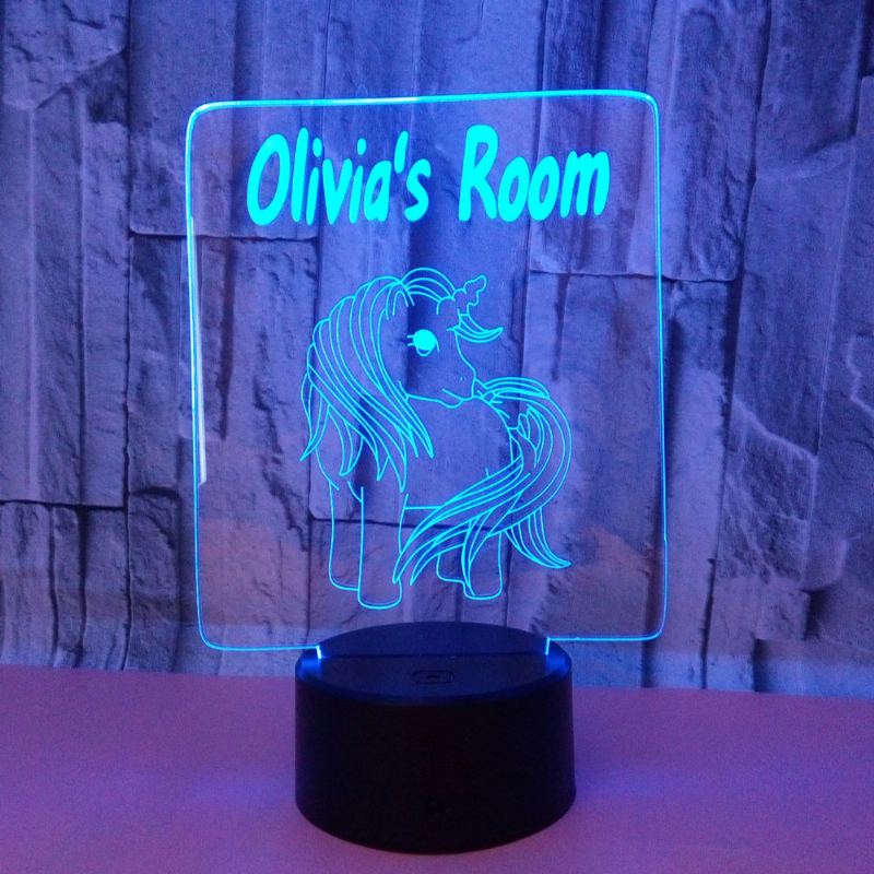 Unicorn 3d Akrylová Lampa Usb 7-barevná Měnící Led Illusion Dotykový Spínač Noční Světlo Stolní Stůl Dárek