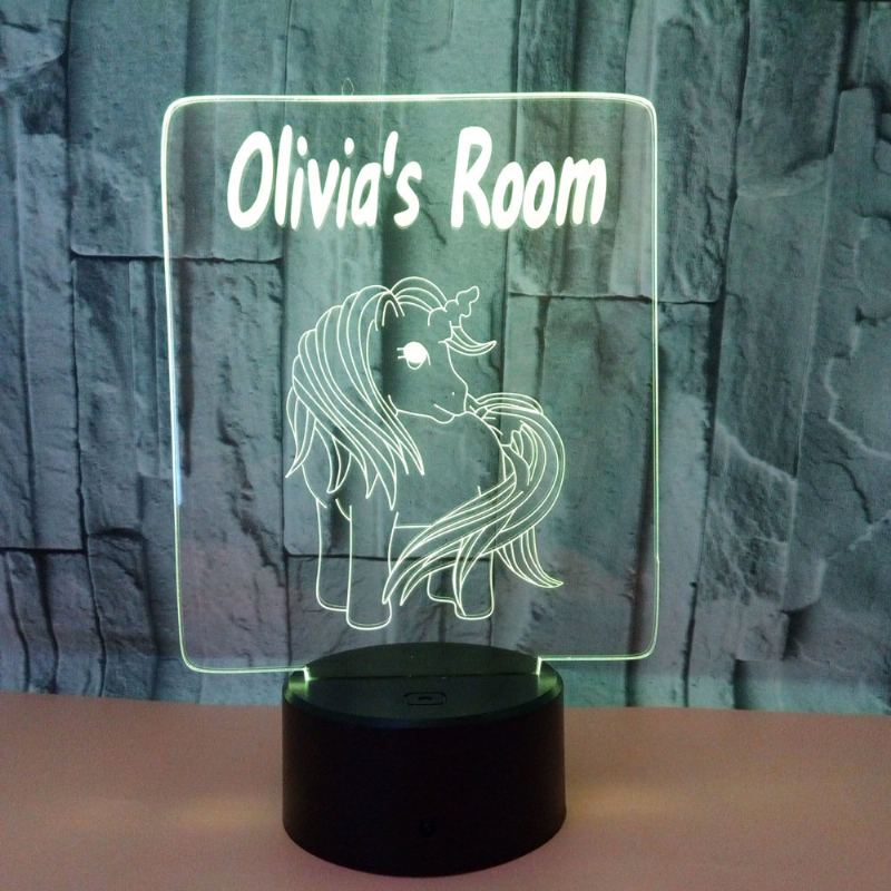 Unicorn 3d Akrylová Lampa Usb 7-barevná Měnící Led Illusion Dotykový Spínač Noční Světlo Stolní Stůl Dárek