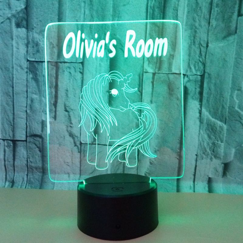 Unicorn 3d Akrylová Lampa Usb 7-barevná Měnící Led Illusion Dotykový Spínač Noční Světlo Stolní Stůl Dárek