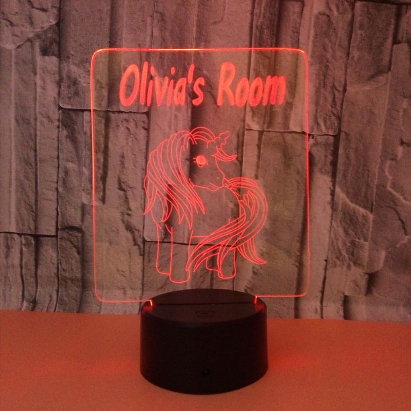 Unicorn 3d Akrylová Lampa Usb 7-barevná Měnící Led Illusion Dotykový Spínač Noční Světlo Stolní Stůl Dárek