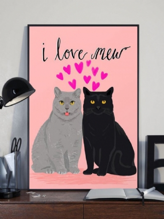 Valentine Love Cats Pattern Malba Na Plátně Nezarámovaná Nástěnná Umělecká Plátna Obývací Pokoj Home Decor