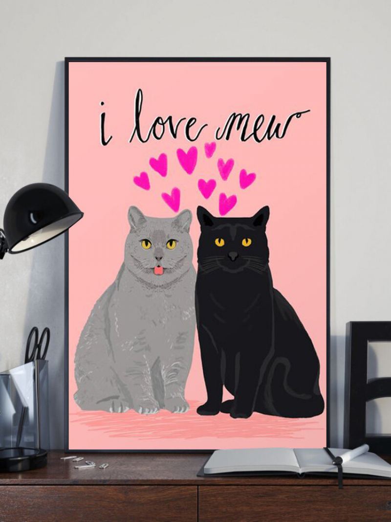 Valentine Love Cats Pattern Malba Na Plátně Nezarámovaná Nástěnná Umělecká Plátna Obývací Pokoj Home Decor