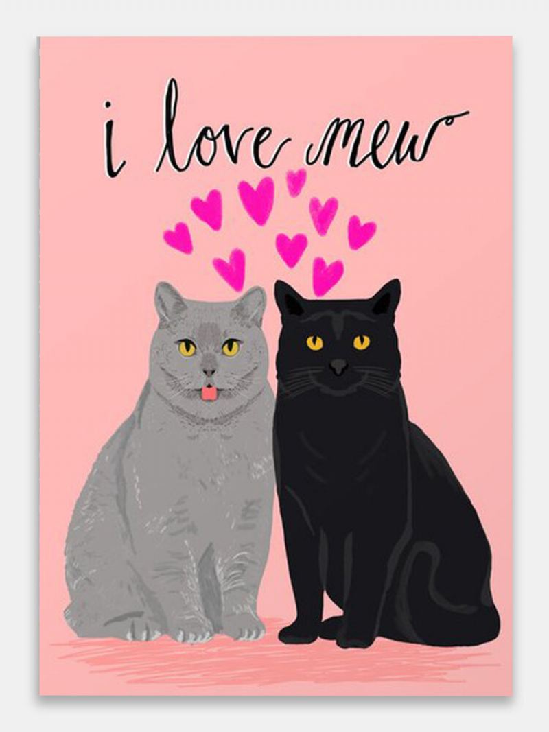 Valentine Love Cats Pattern Malba Na Plátně Nezarámovaná Nástěnná Umělecká Plátna Obývací Pokoj Home Decor