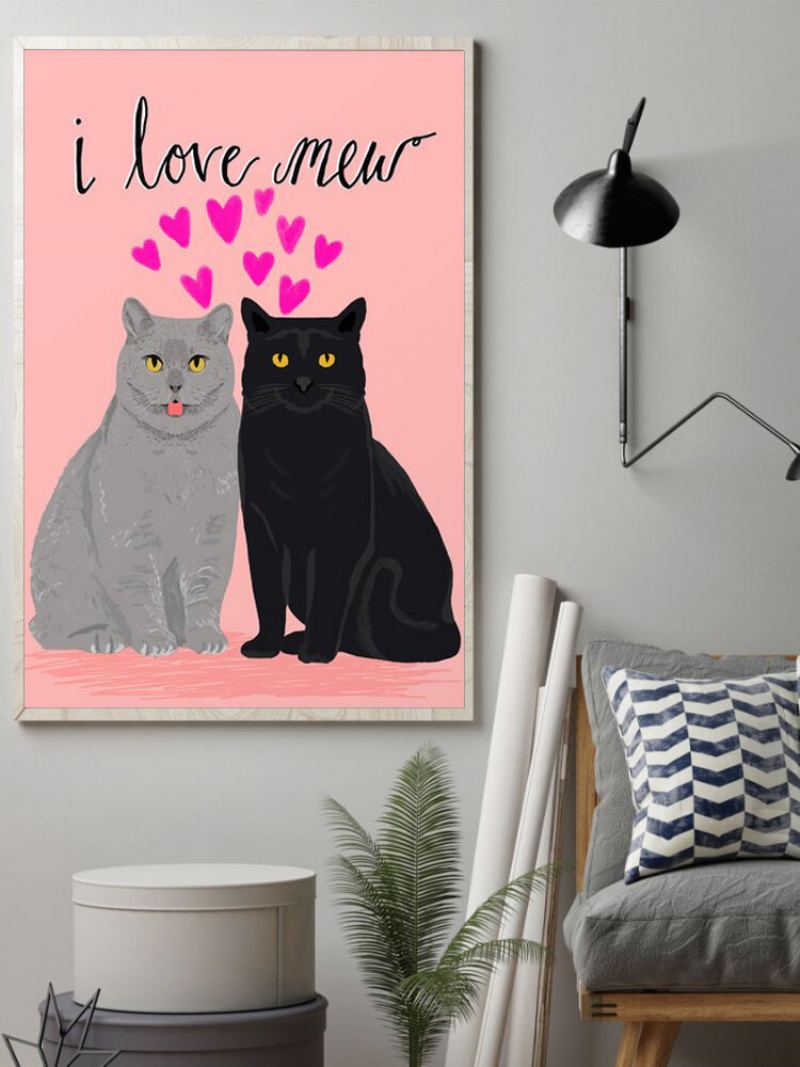 Valentine Love Cats Pattern Malba Na Plátně Nezarámovaná Nástěnná Umělecká Plátna Obývací Pokoj Home Decor