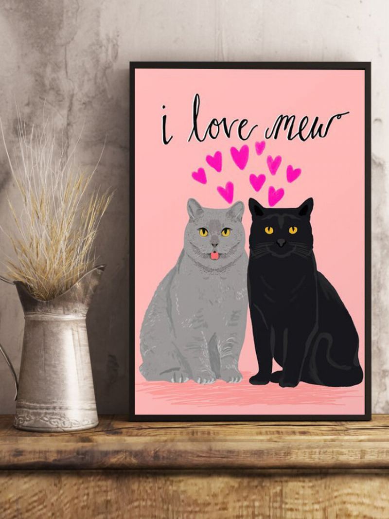 Valentine Love Cats Pattern Malba Na Plátně Nezarámovaná Nástěnná Umělecká Plátna Obývací Pokoj Home Decor