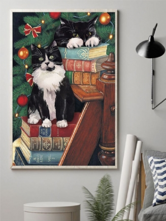 Vánoční Obraz Kočky Na Plátně Nezarámovaná Nástěnná Malba Na Plátno Obývací Pokoj Home Decor