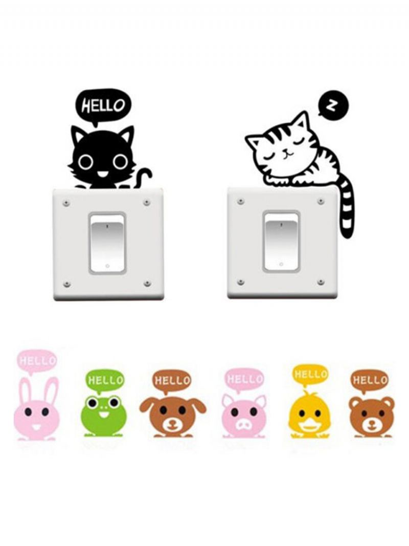 Vinylové Odnímatelné Samolepky Funny Cat Switch Black Art Decal Home Decor