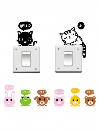 Vinylové Odnímatelné Samolepky Funny Cat Switch Black Art Decal Home Decor