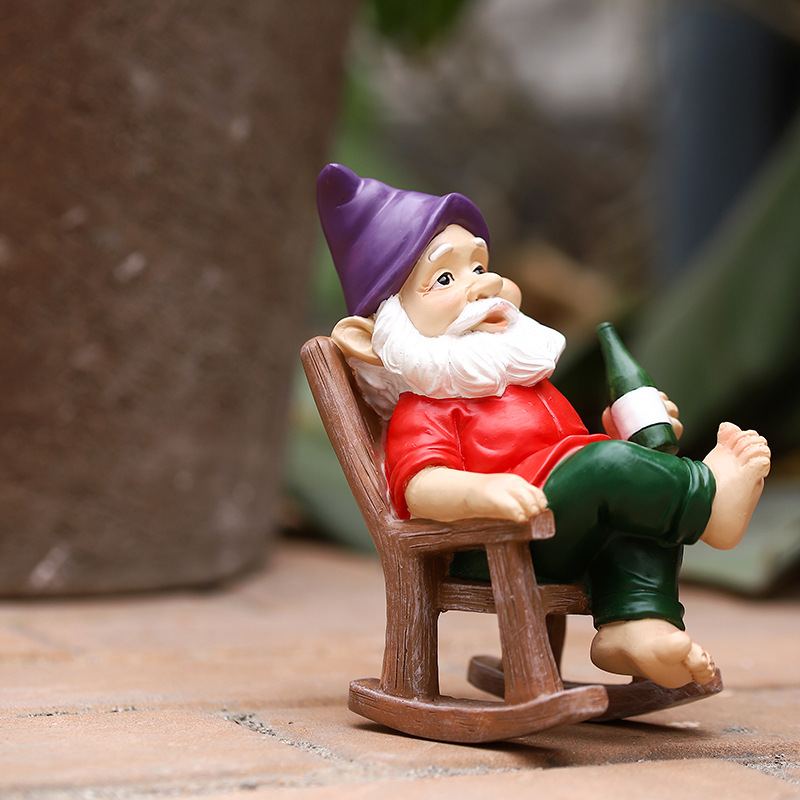 Zahradní Ozdoby Houpací Křeslo Dwarf Cartoon Garden Resin Crafts Dekorace Dvorku