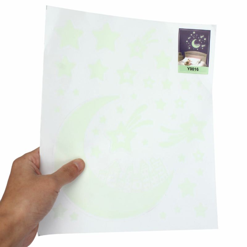 Záře Ve Tmě Měsíční Hvězda Luminous Stickers Odnímatelná Samolepka Na Zeď Vinylová Nástěnná Malba Do Dětského Pokoje