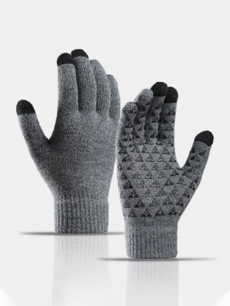 Unisex Knitted Plus Velvet Cold Proof Hřejivé Rukavice S Celoprstovou Dotykovou Obrazovkou