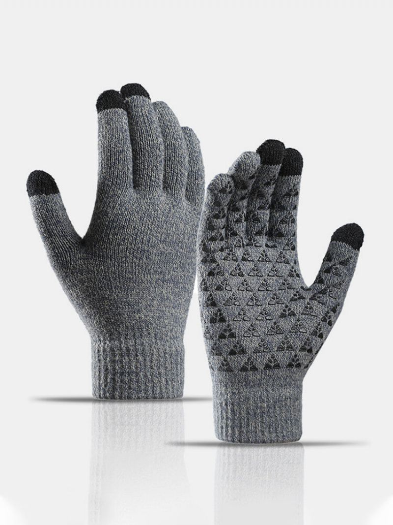 Unisex Knitted Plus Velvet Cold Proof Hřejivé Rukavice S Celoprstovou Dotykovou Obrazovkou