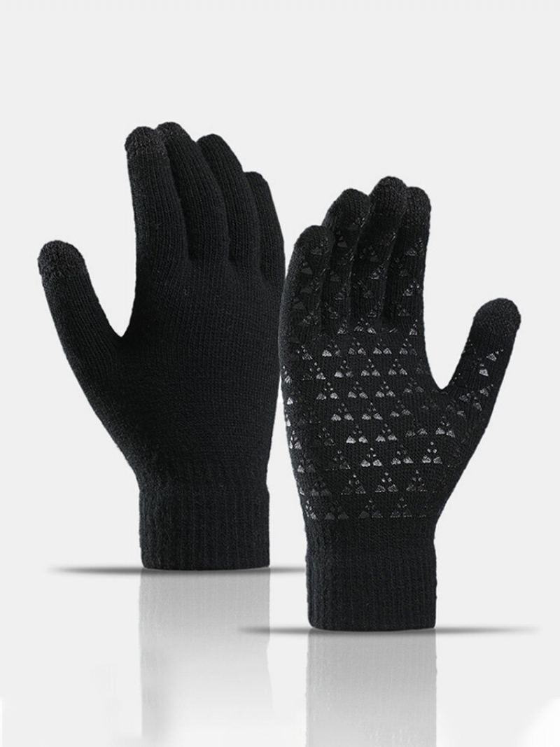 Unisex Knitted Plus Velvet Cold Proof Hřejivé Rukavice S Celoprstovou Dotykovou Obrazovkou