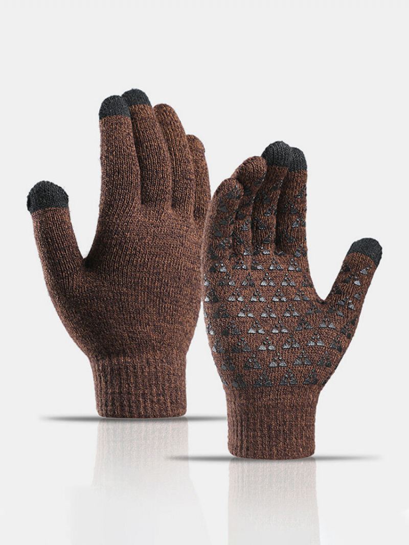 Unisex Knitted Plus Velvet Cold Proof Hřejivé Rukavice S Celoprstovou Dotykovou Obrazovkou