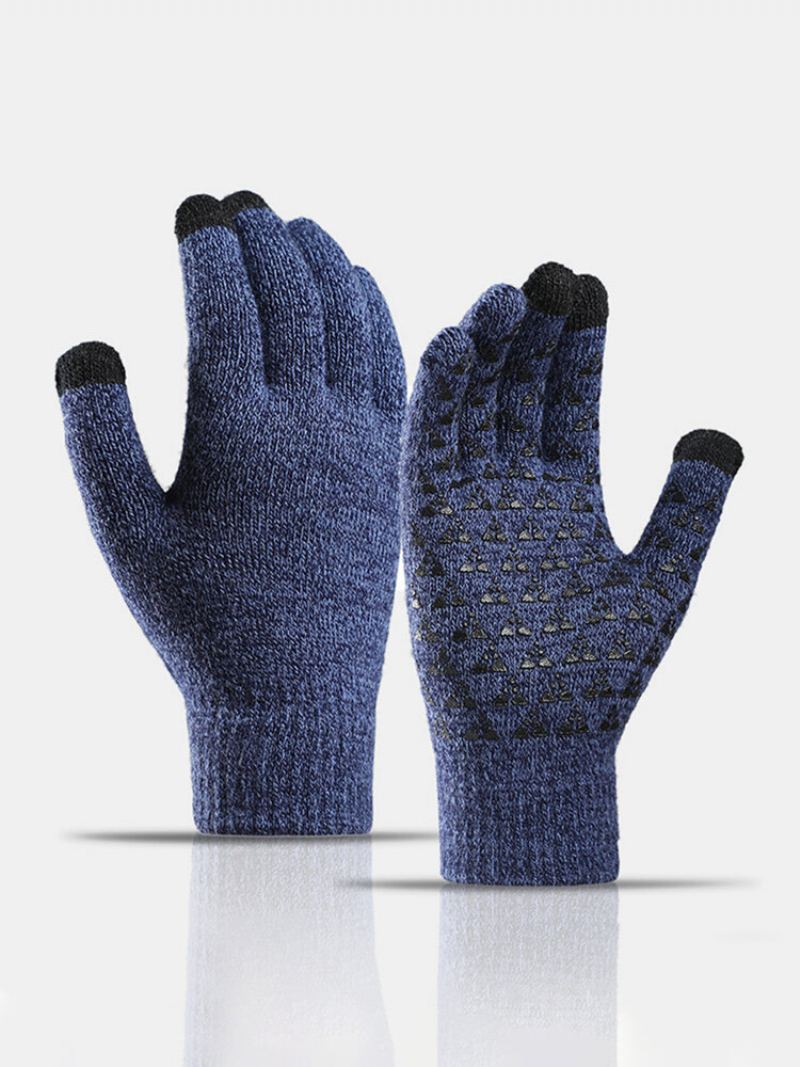 Unisex Knitted Plus Velvet Cold Proof Hřejivé Rukavice S Celoprstovou Dotykovou Obrazovkou