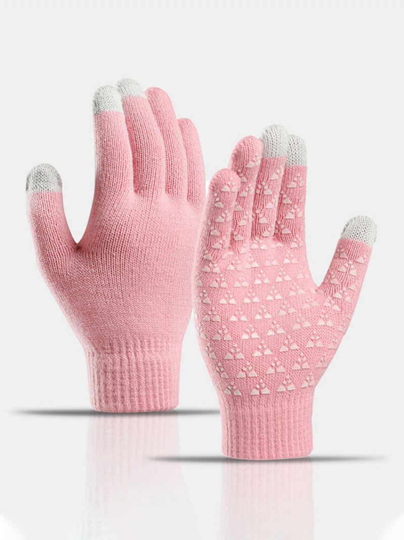 Unisex Knitted Plus Velvet Cold Proof Hřejivé Rukavice S Celoprstovou Dotykovou Obrazovkou