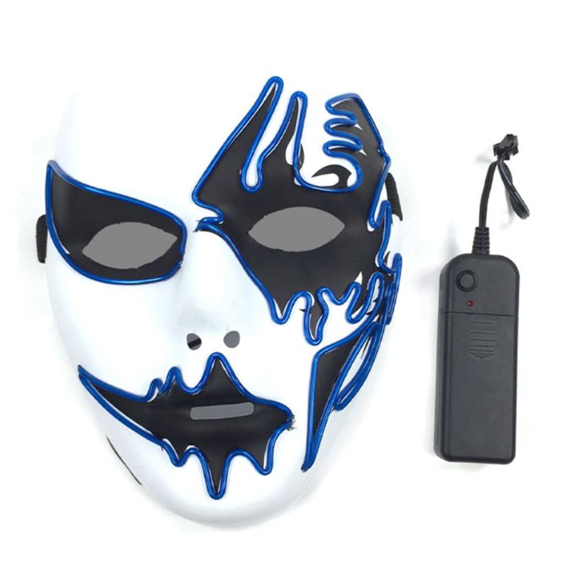 Brilantní El Maska Na Karneval Halloween Birthday Party Cosplay Ručně Malovaná Led Podobná Studenému Světlu Na Obličej Zářící Street Dance Glow Mask