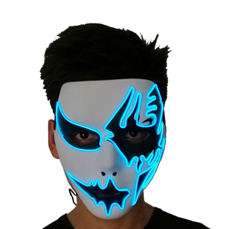 Brilantní El Maska Na Karneval Halloween Birthday Party Cosplay Ručně Malovaná Led Podobná Studenému Světlu Na Obličej Zářící Street Dance Glow Mask