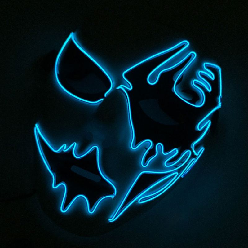 Brilantní El Maska Na Karneval Halloween Birthday Party Cosplay Ručně Malovaná Led Podobná Studenému Světlu Na Obličej Zářící Street Dance Glow Mask